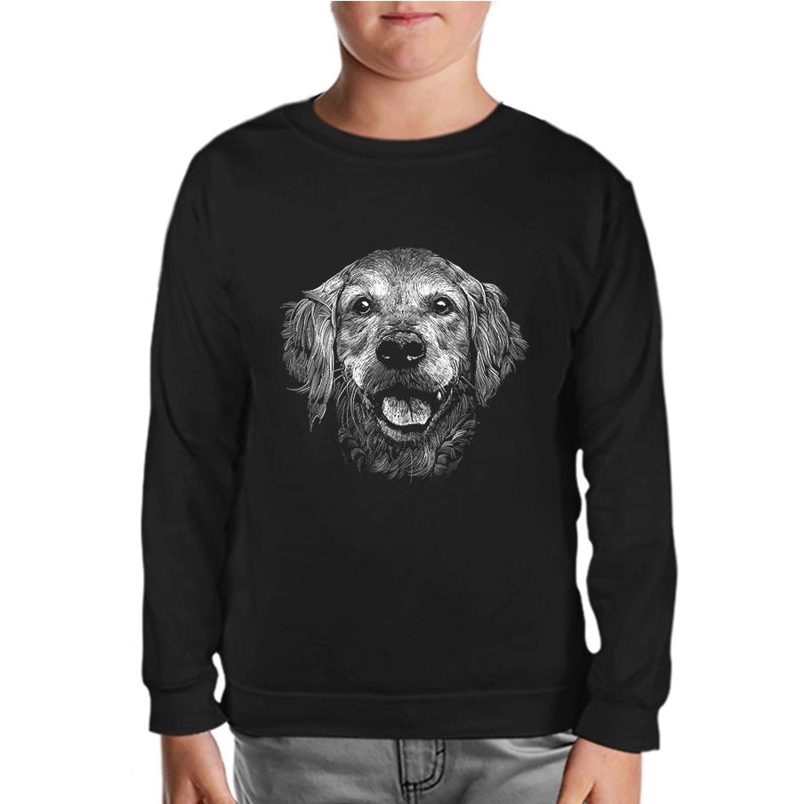 Realistic Golden Retriever Dog Black Kids Sweatshirt