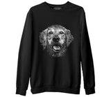 Realistic Golden Retriever Dog Siyah Erkek Kalın Sweatshirt