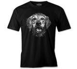 Realistic Golden Retriever Dog Siyah Erkek Tshirt