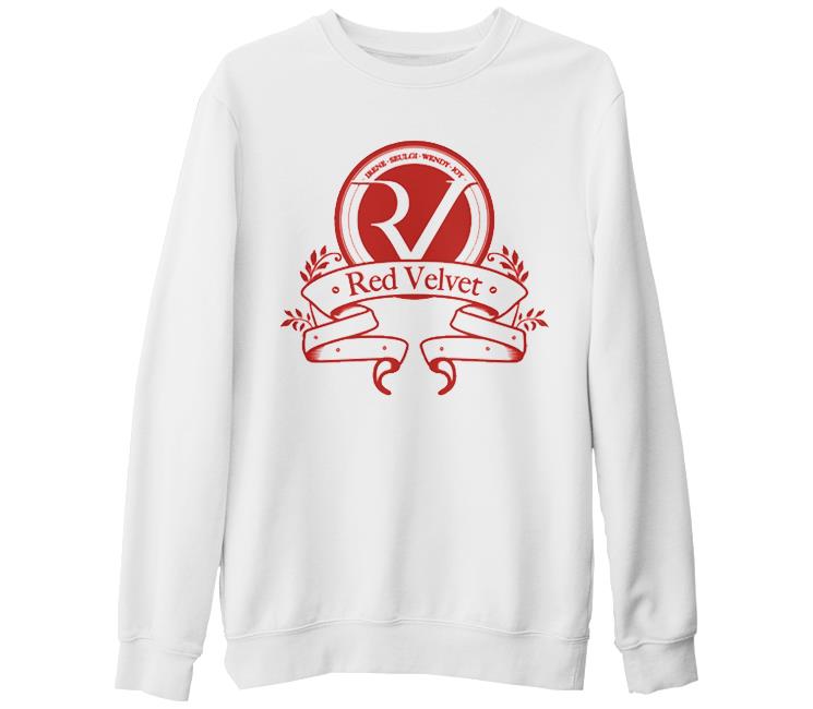 Red Velvet - Logo Beyaz Kalın Sweatshirt