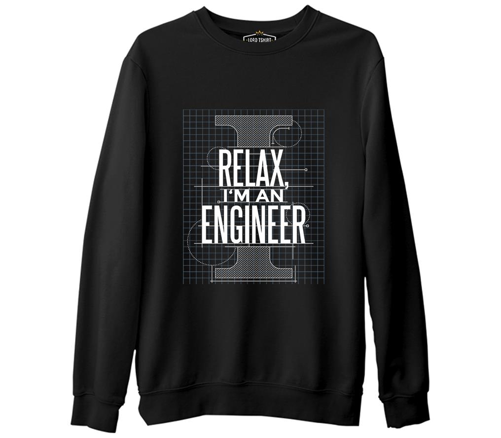 Relax I am an Engineer Siyah Erkek Kalın Sweatshirt