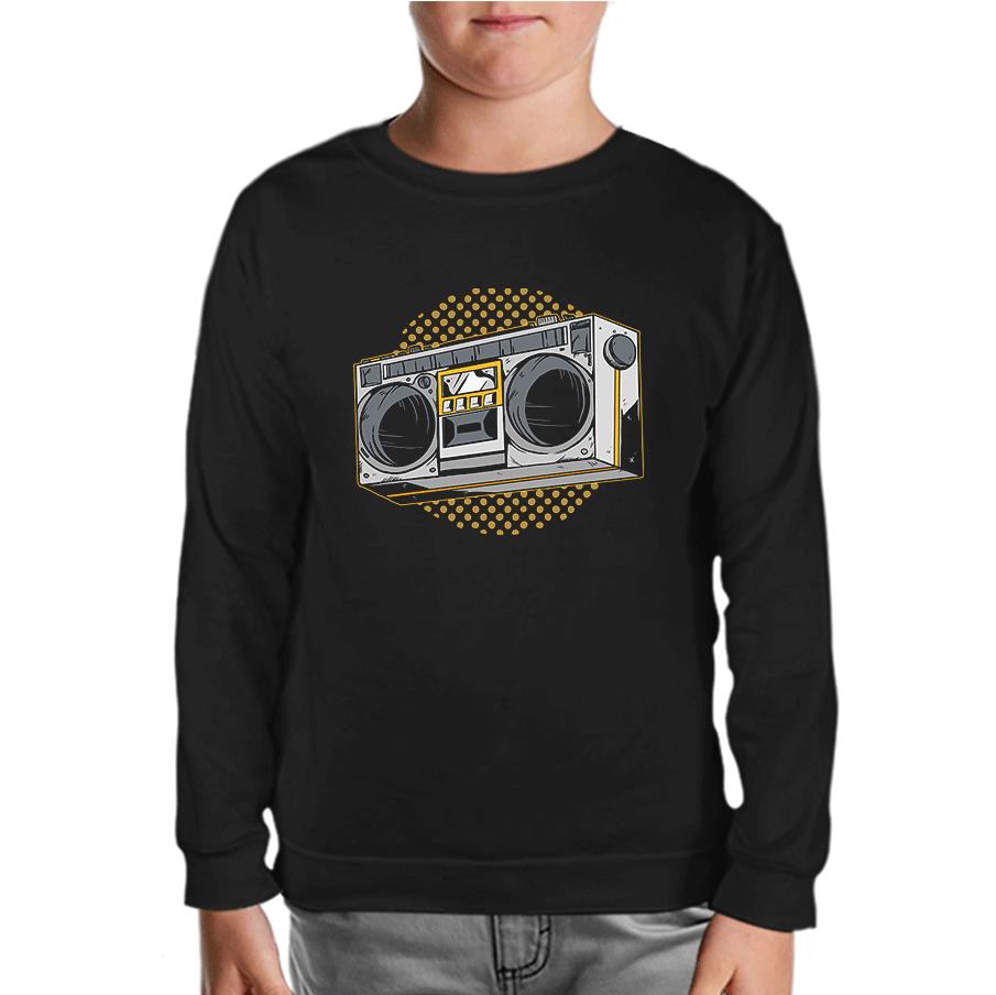 Retro 80's Radio Black Kids Sweatshirt