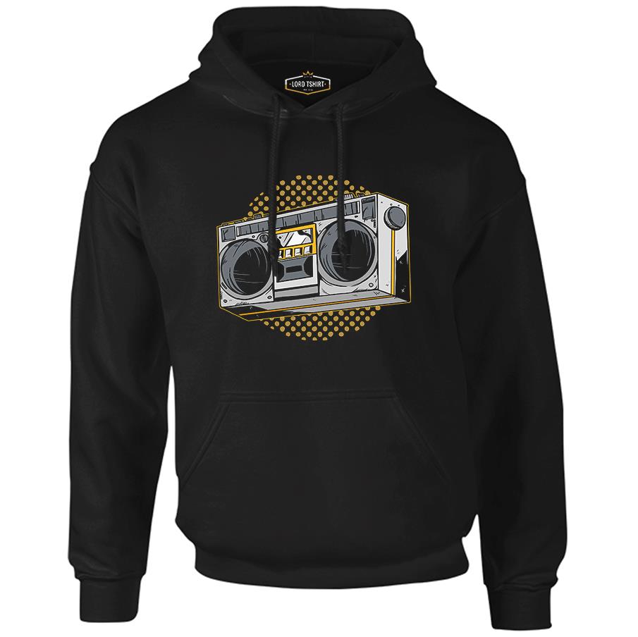 Retro 80's Radio Black Men's Zipperless Hoodie