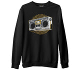 Retro 80's Radio Siyah Erkek Kalın Sweatshirt