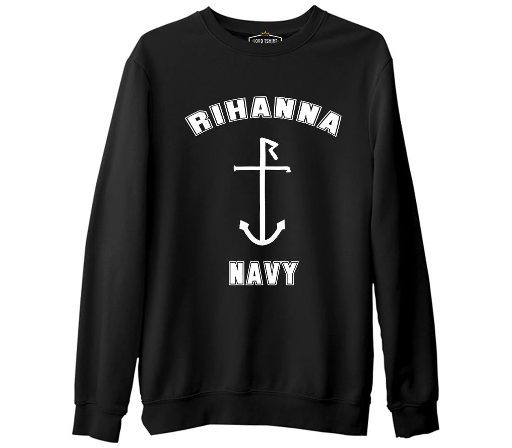 Rihanna Navy  Siyah Erkek Kalın Sweatshirt