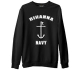 Rihanna Navy  Siyah Erkek Kalın Sweatshirt