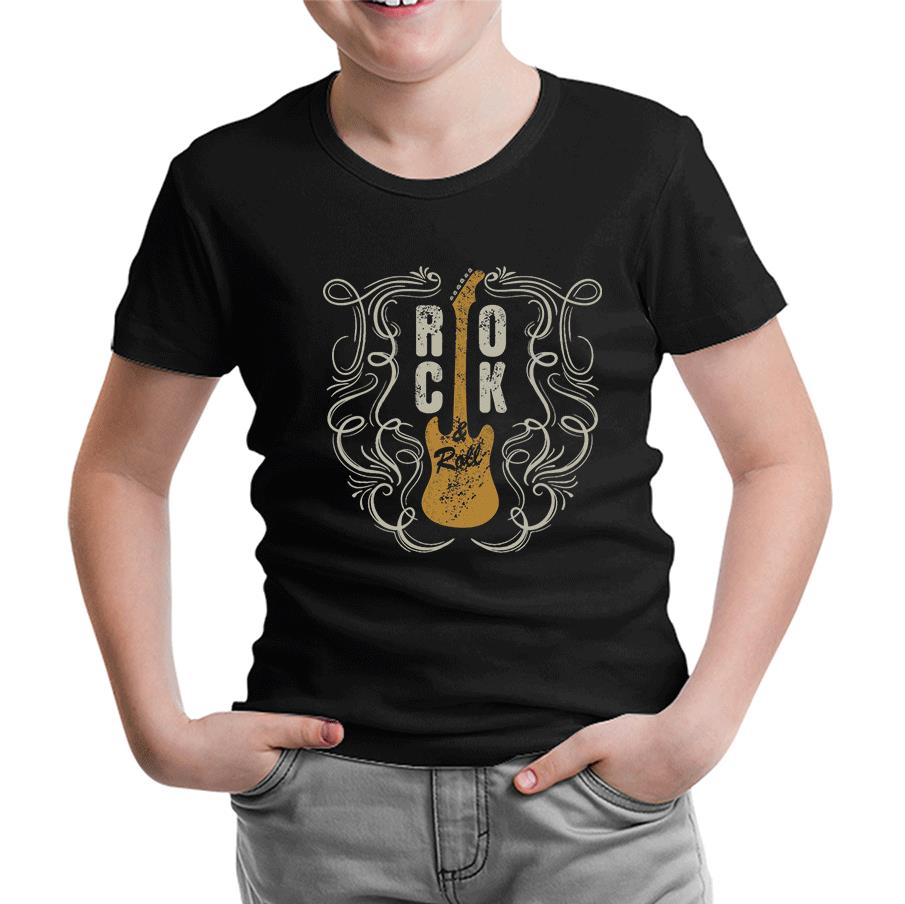 Rock 'n Roll Guitar Siyah Çocuk Tshirt