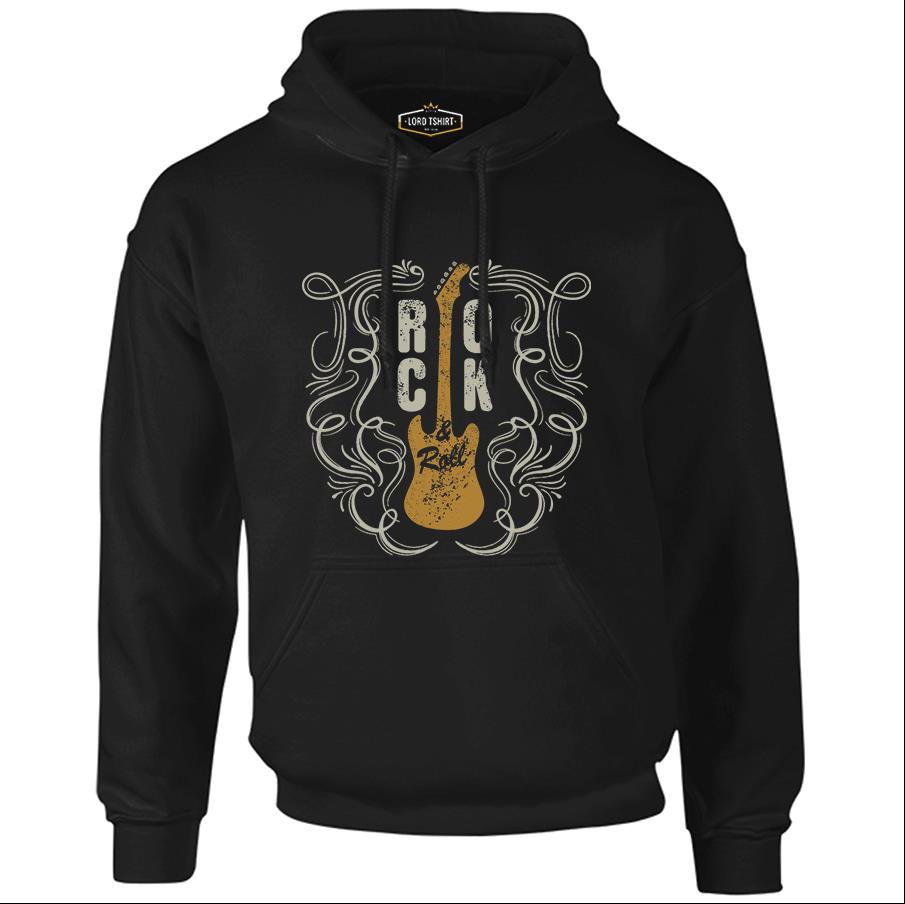 Rock 'n Roll Guitar Black Men's Zipperless Hoodie