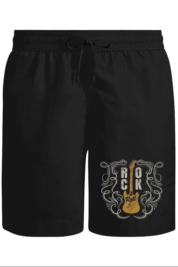Rock 'n Roll Guitar Unisex Siyah Şort
