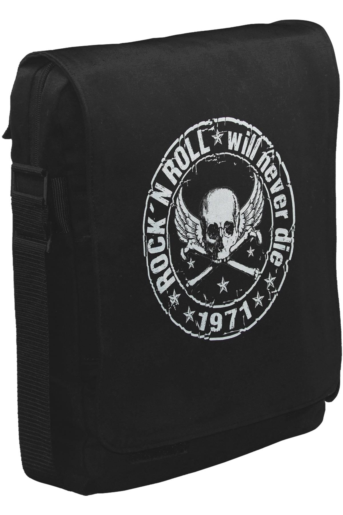 Rock 'N Roll Unisex Siyah Postacı Çanta