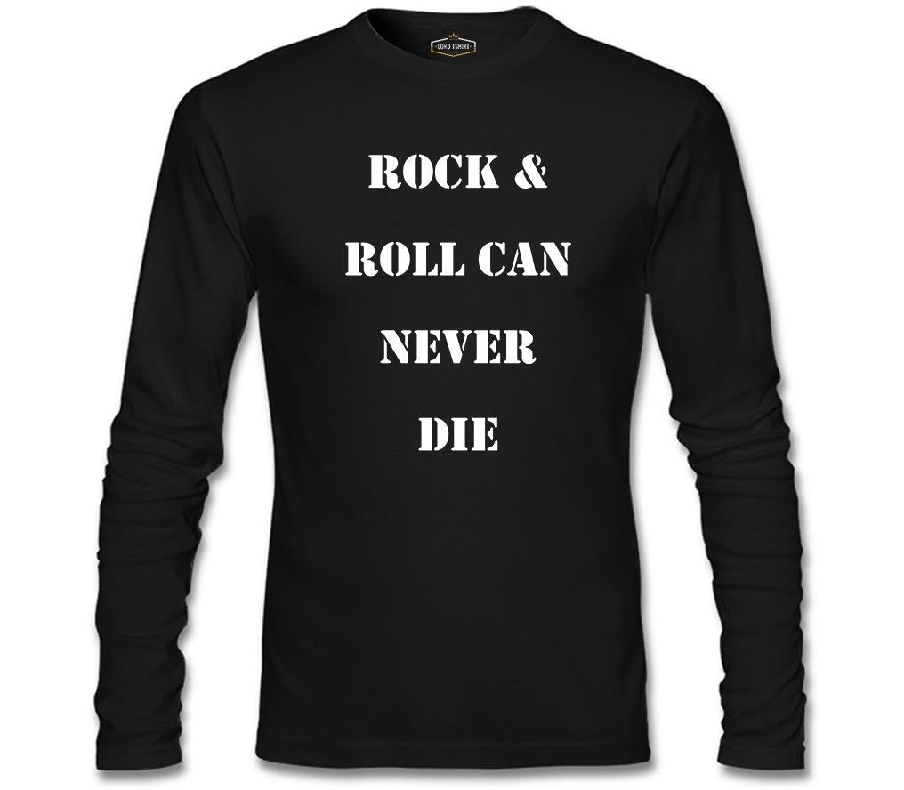 Rock & Roll Can Never Die Siyah Erkek Sweatshirt