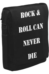 Rock & Roll Can Never Die Unisex Siyah Postacı Çanta