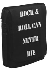 Rock & Roll Never Die Unisex Siyah Postacı Çanta