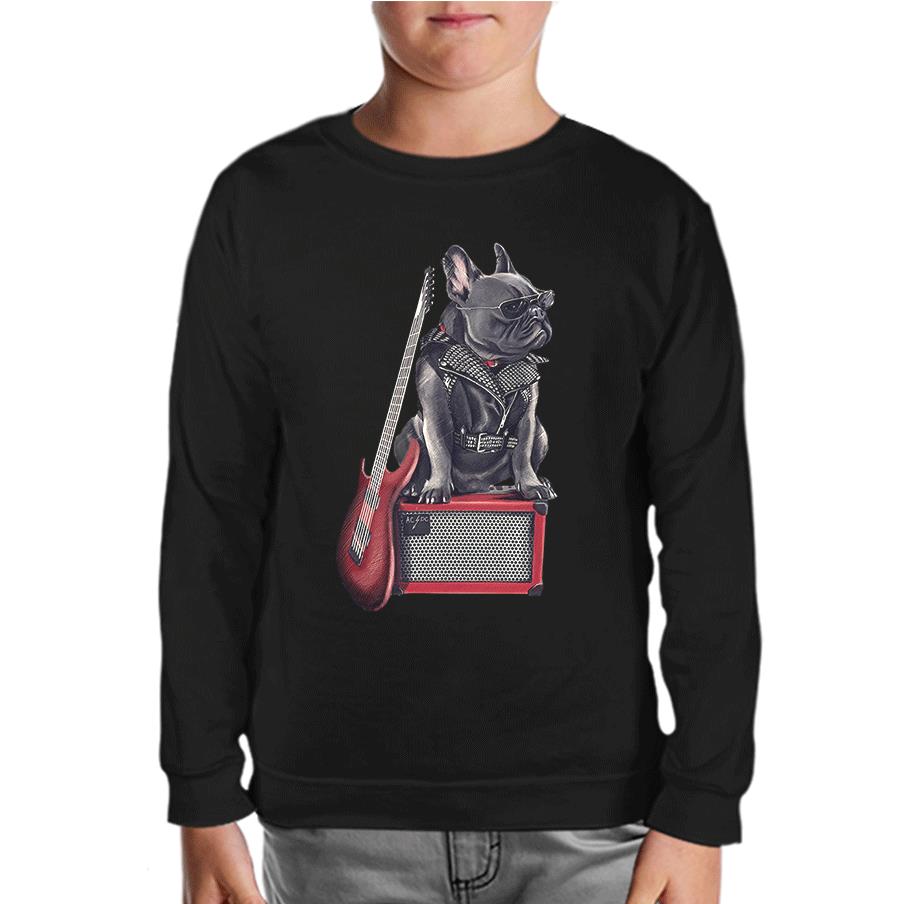 Rocker Dog Black Kids Sweatshirt