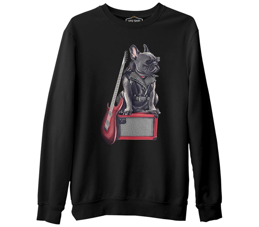 Rocker Dog  Siyah Erkek Kalın Sweatshirt