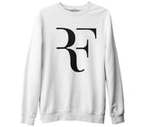 Roger Federer - Logo Beyaz Erkek Kalın Sweatshirt