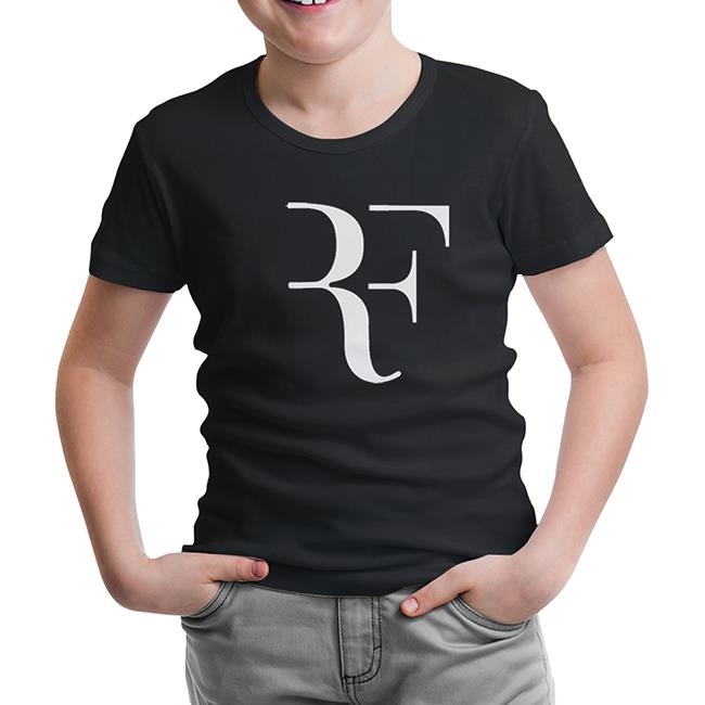 Roger Federer - Logo Siyah Çocuk Tshirt