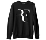 Roger Federer - Logo  Siyah Erkek Kalın Sweatshirt