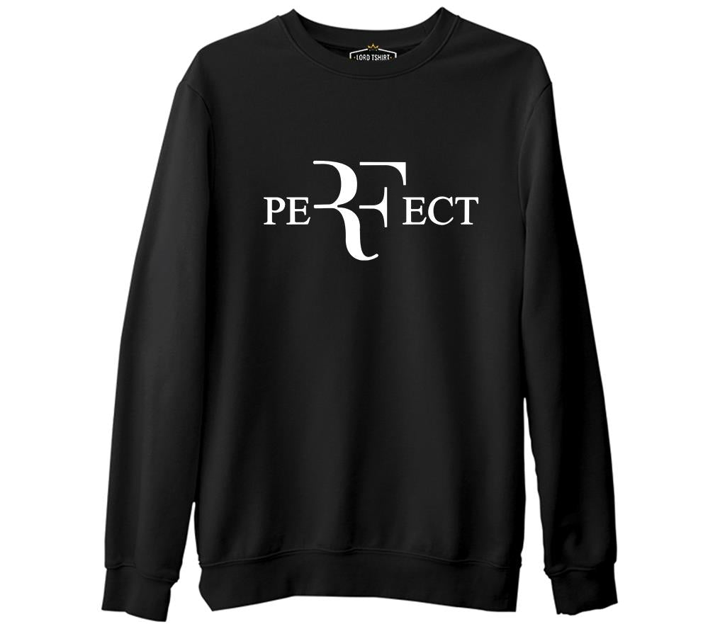 Roger Federer - Perfect  Siyah Erkek Kalın Sweatshirt