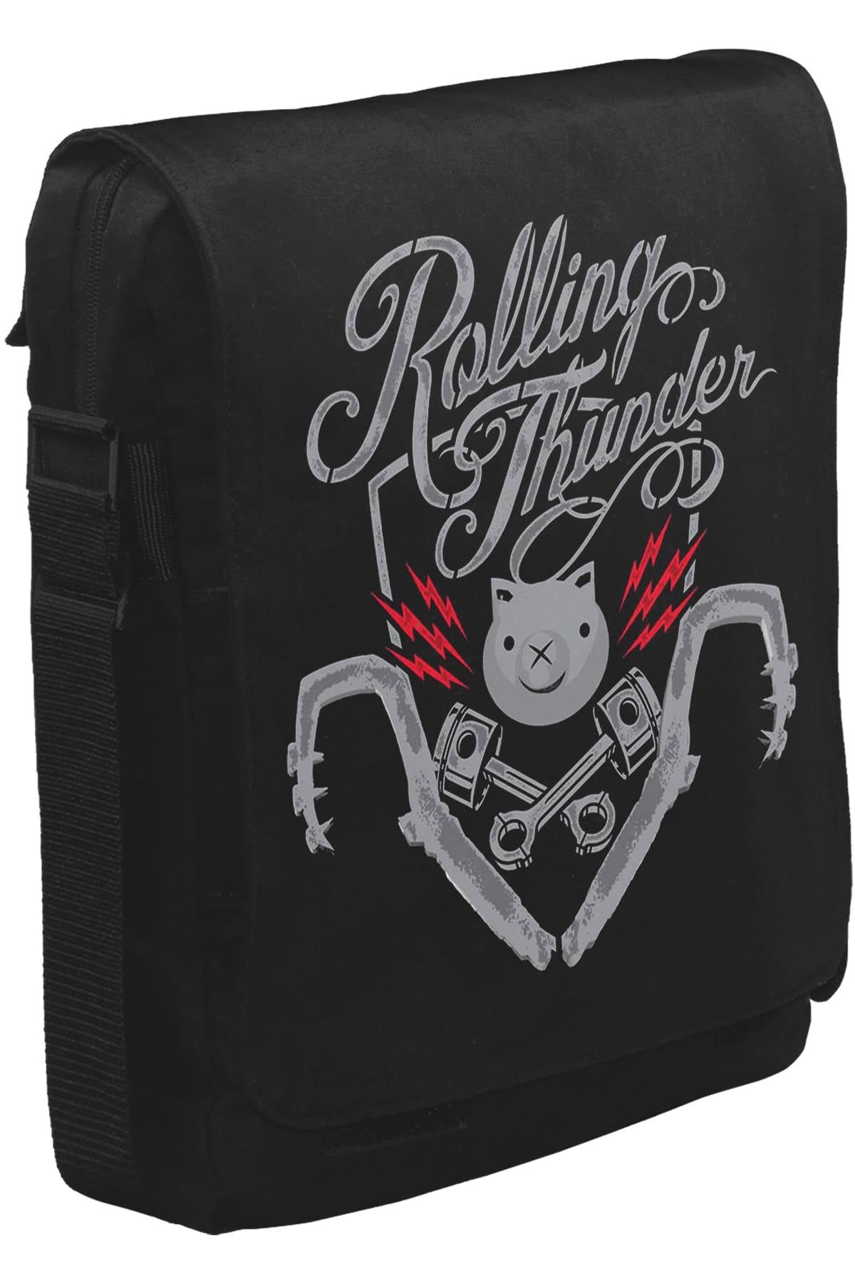 Rolling Thunder Unisex Siyah Postacı Çanta