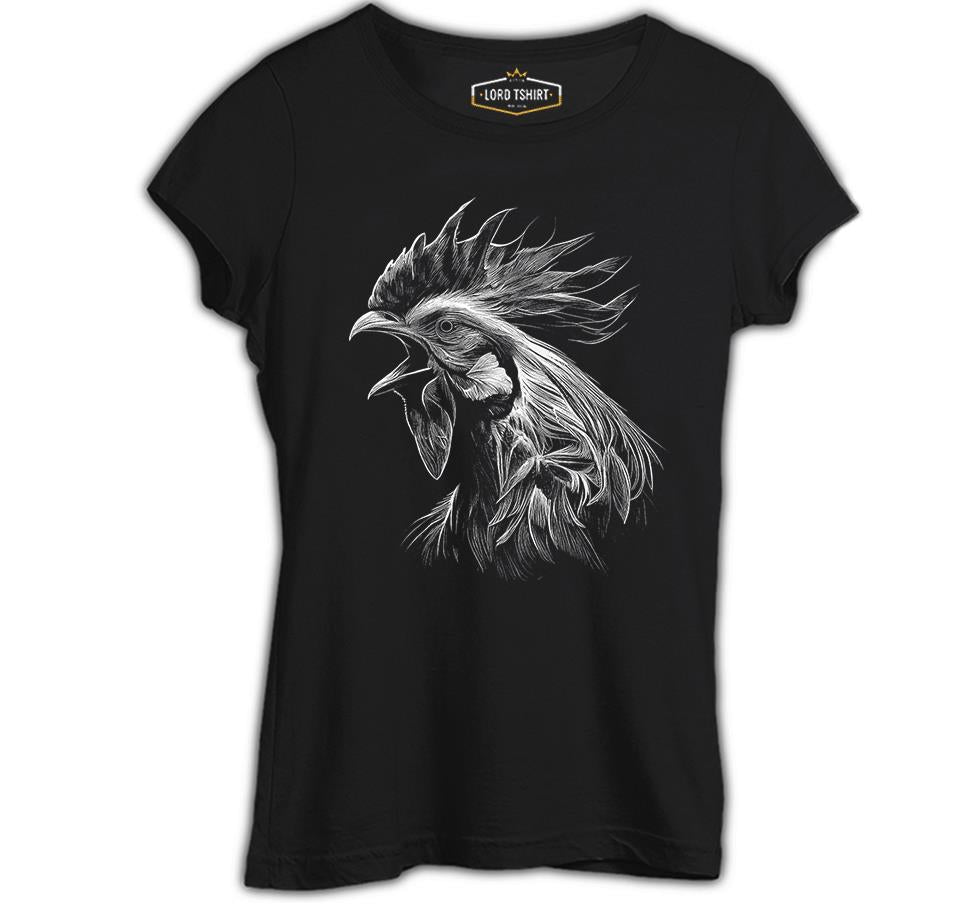 Rooster Realistic Black Women's Tshirt