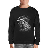 Rooster Realistic Black Kids Sweatshirt