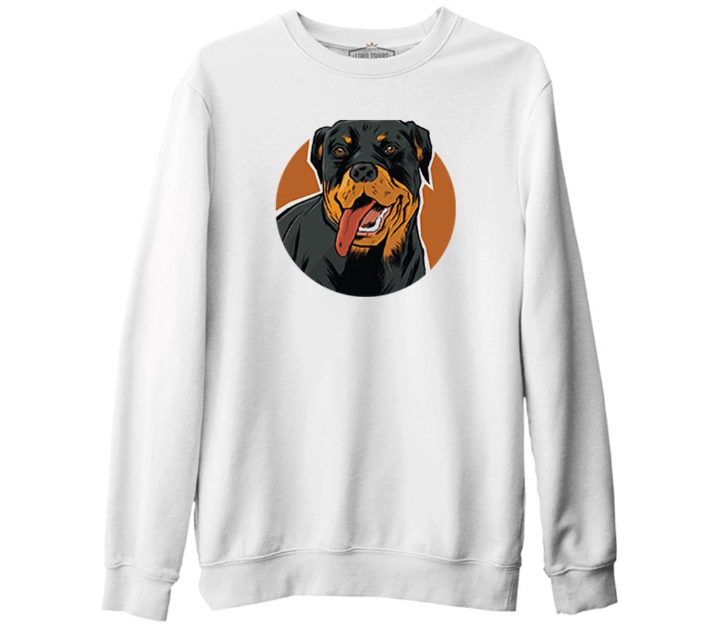 Rottweiler Dog with Circular Background White Men's Thick Sweatshirt