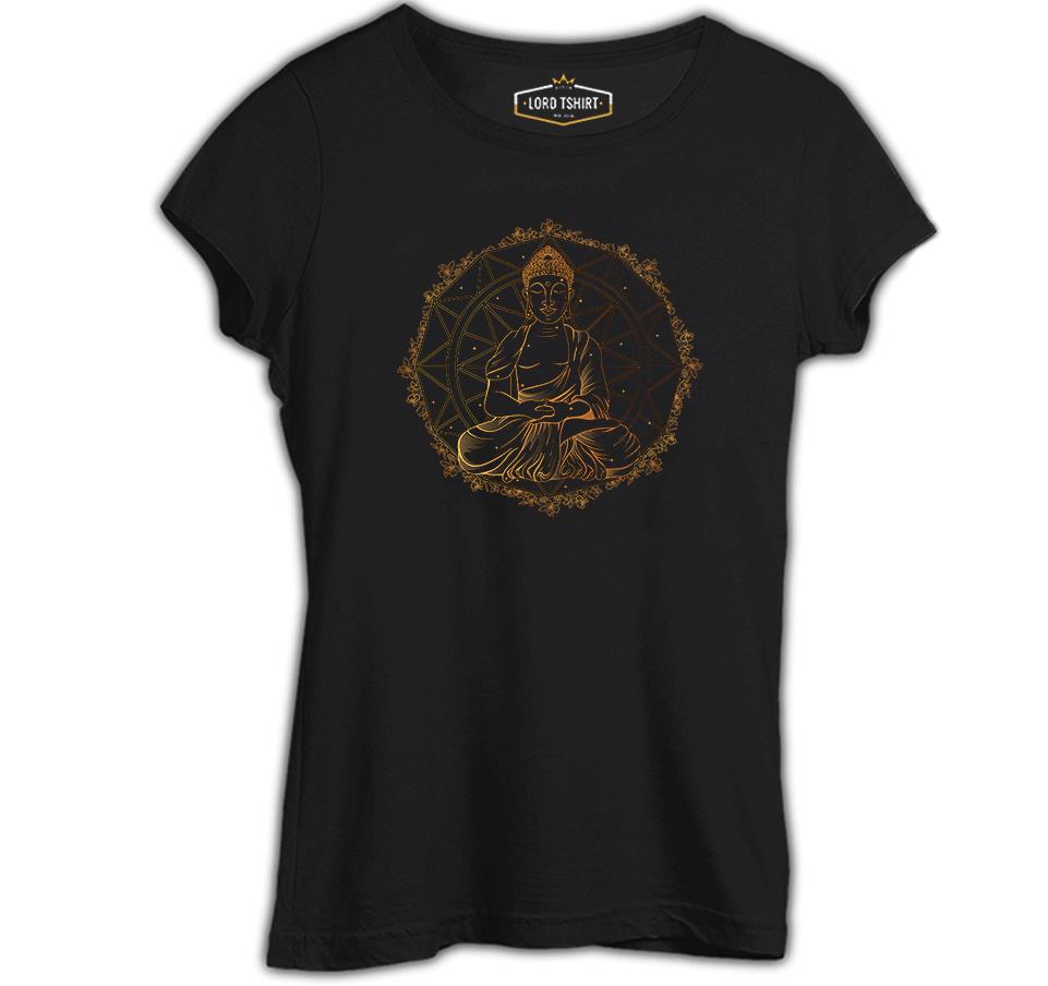 Peace of the Soul - Golden Buddha and Mandala Black Women's Tshirt 