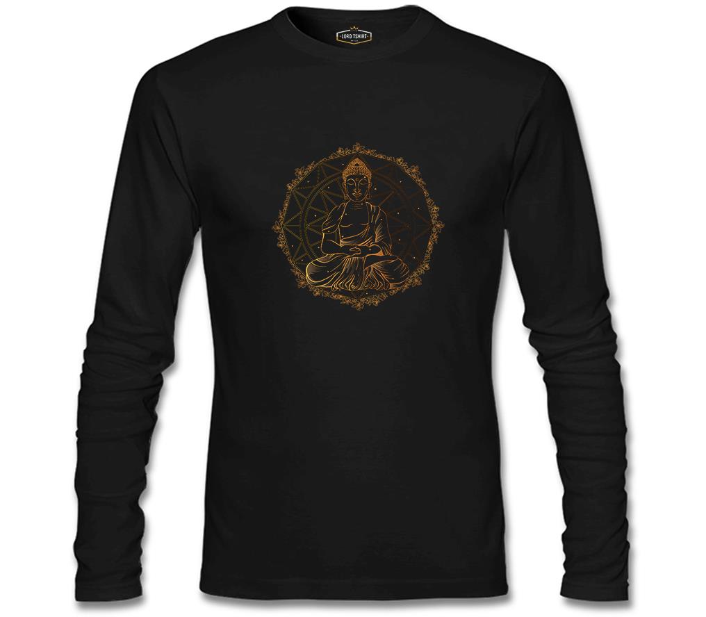 Peace of the Spirit - Golden Buddha and Mandala Black Men's Sweatshirt 