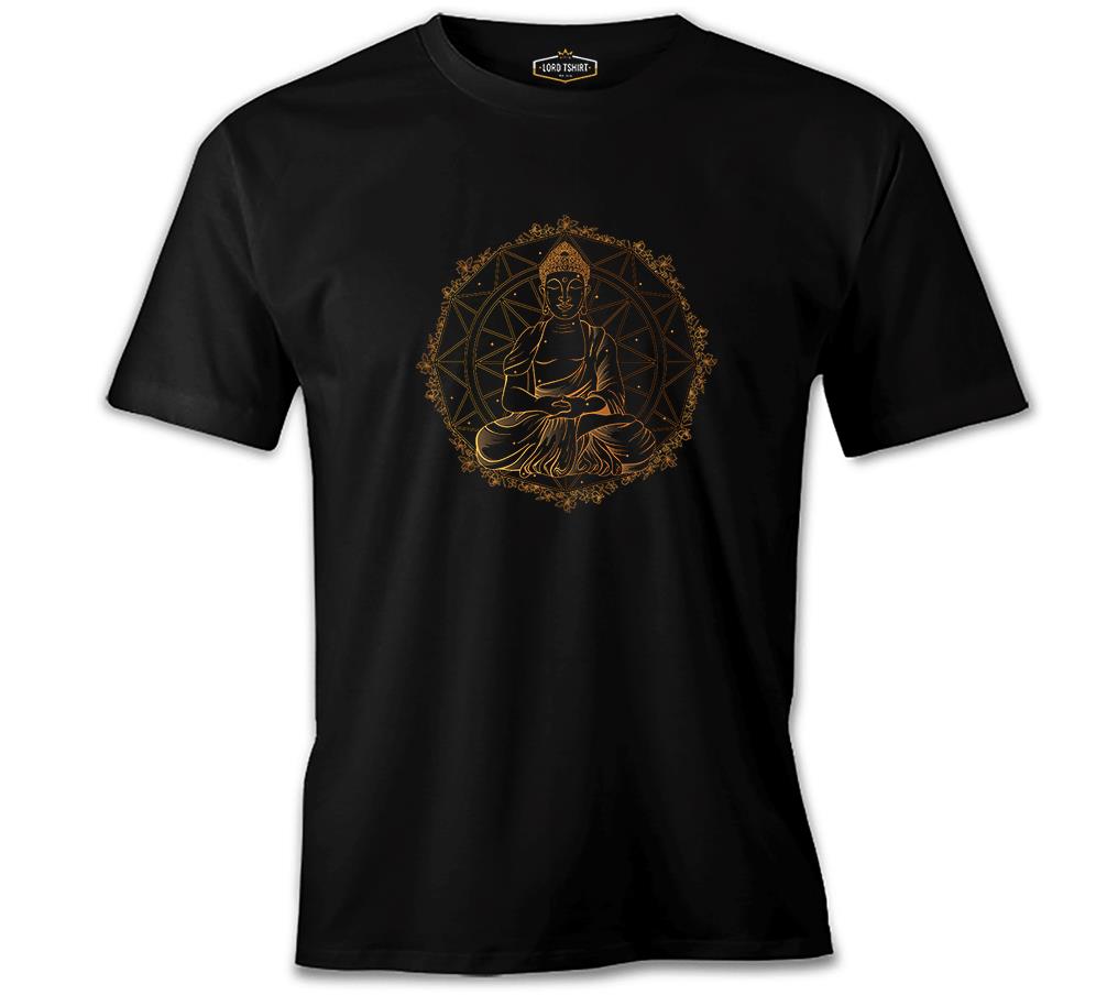 Peace of the Soul - Golden Buddha and Mandala Black Men's Tshirt 