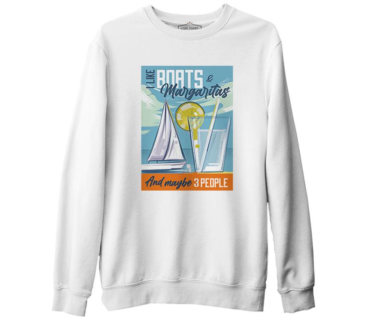 Sailing Boats with Margaritas White Men's Thick Sweatshirt