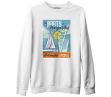 Sailing Boats with Margaritas Beyaz Erkek Kalın Sweatshirt