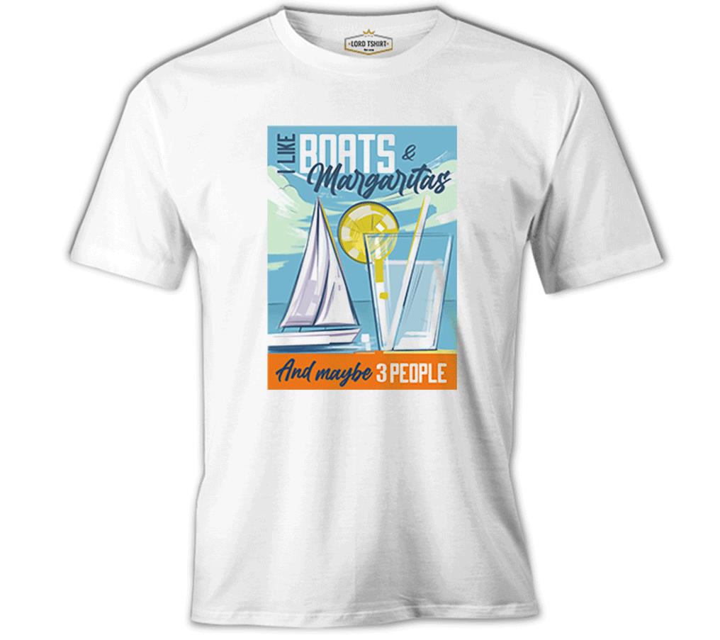 Sailing Boats with Margaritas Beyaz Erkek Tshirt