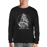 Sailing For Life Black Kids Sweatshirt