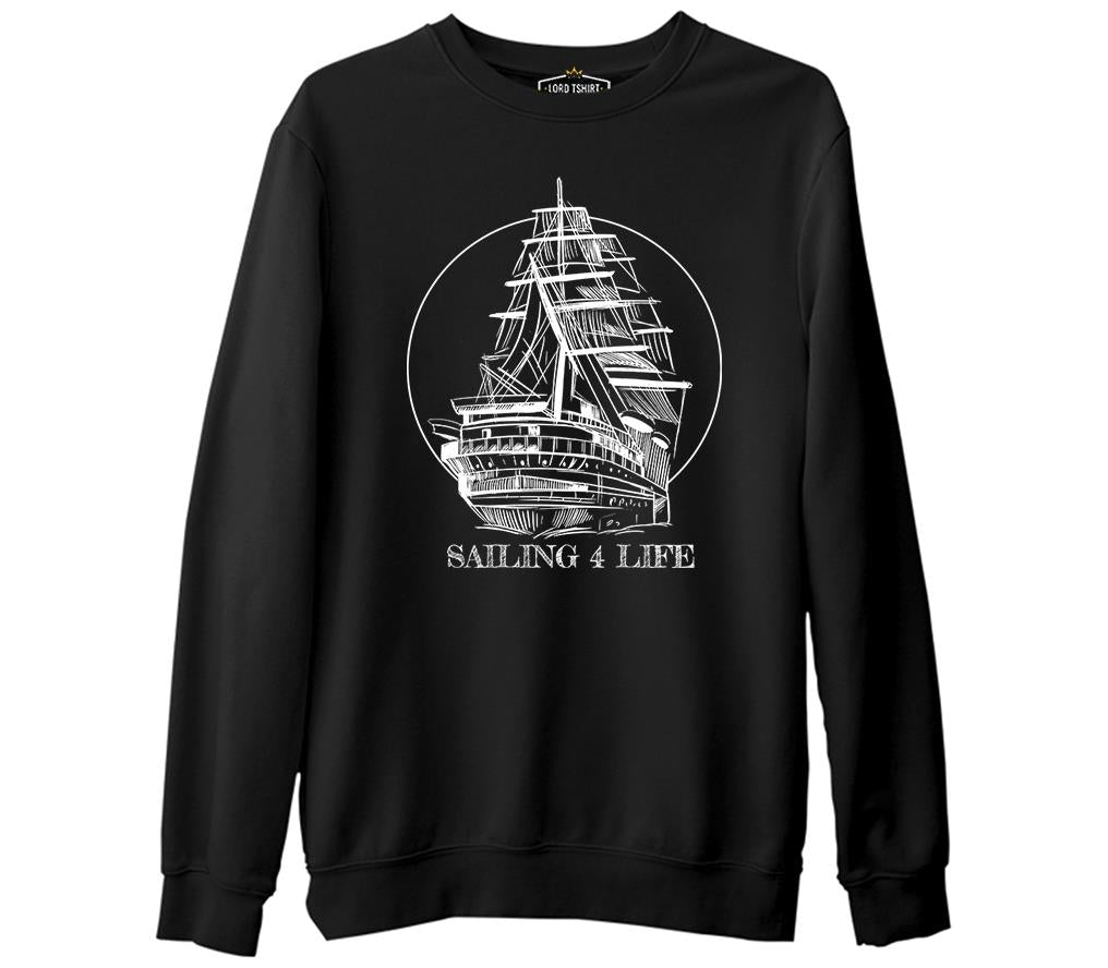 Sailing For Life Siyah Erkek Kalın Sweatshirt