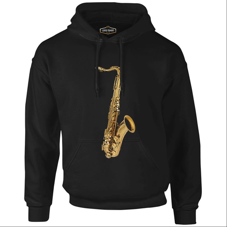 Saxophone Black Men's Zipperless Hoodie