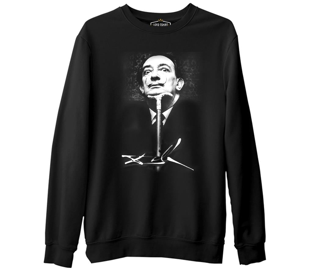 Salvador Dali  Siyah Erkek Kalın Sweatshirt