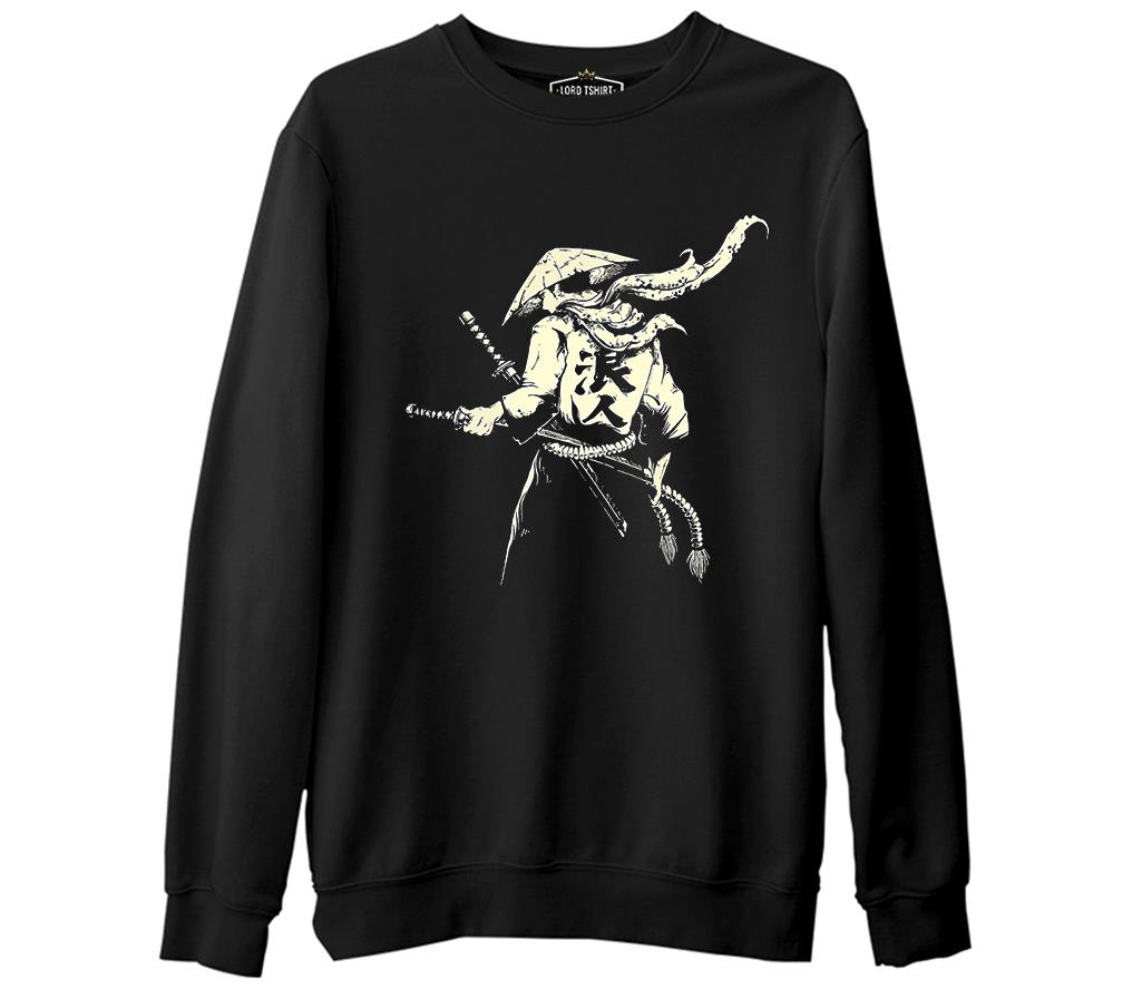 Samuray - Sword Siyah Erkek Kalın Sweatshirt
