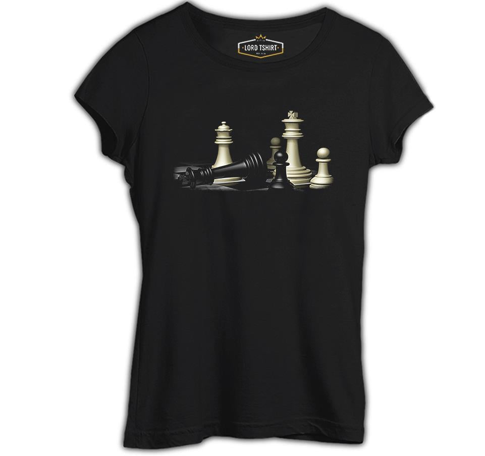 Satranç Siyah Kadın Tshirt