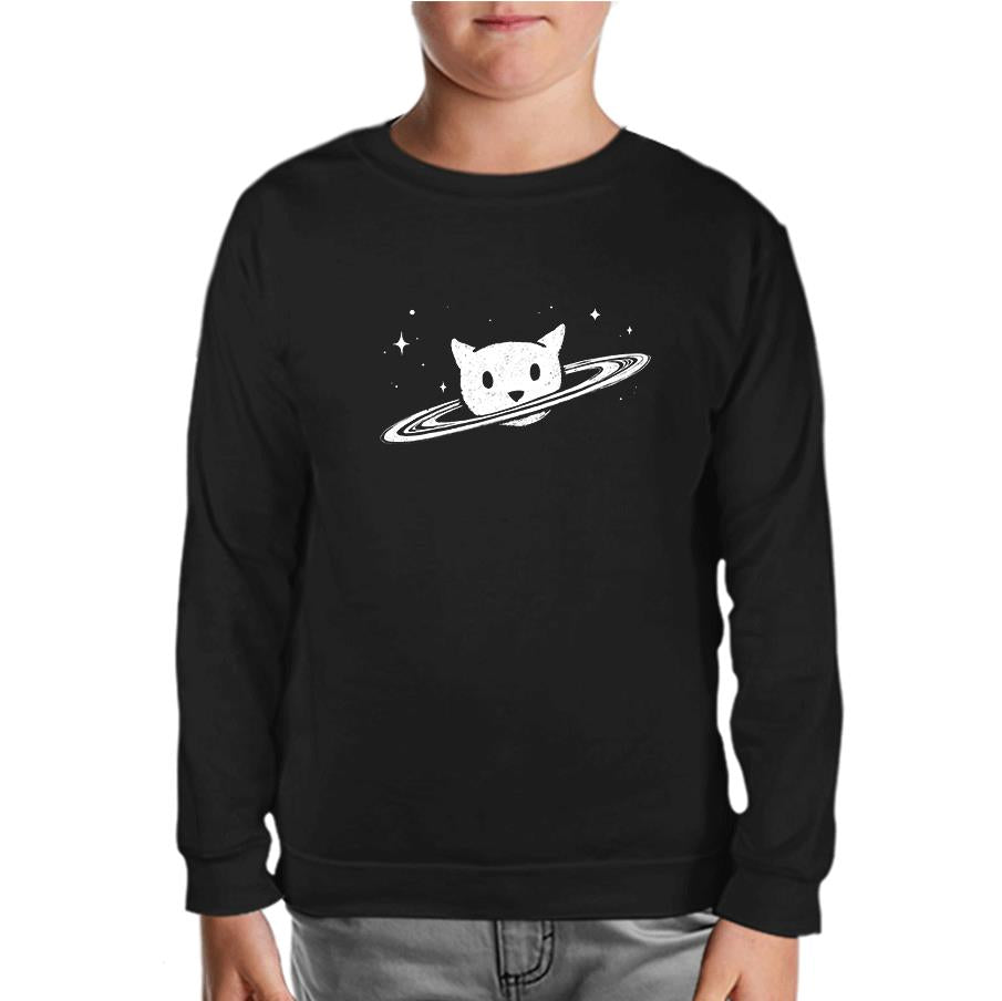 Saturn - Kedi Siyah Çocuk Sweatshirt