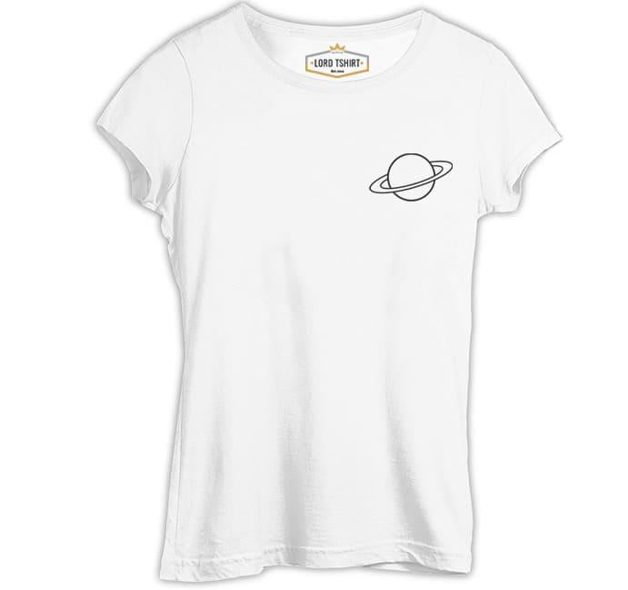 Saturn Logo Beyaz Kadın Tshirt