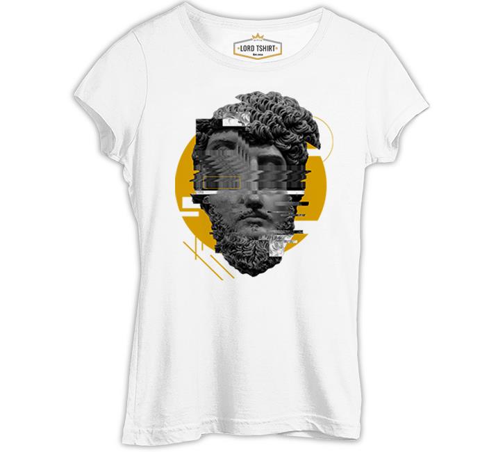 Sculpture Head in Wavy Style Beyaz Kadın Tshirt