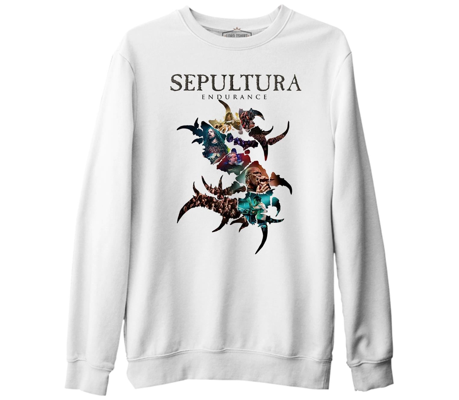 Sepultura - Endurance Logo Beyaz Kalın Sweatshirt