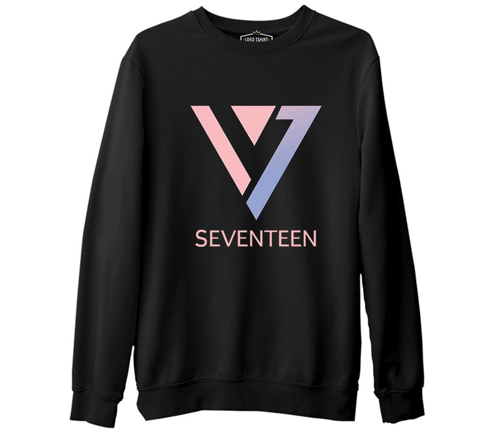 Seventeen - Logo Üçgen Siyah Erkek Kalın Sweatshirt