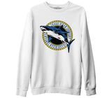 Shark Ocean Logo Beyaz Erkek Kalın Sweatshirt