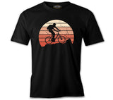 Silhouette of a Man Riding on the Mountain Black Men's Tshirt