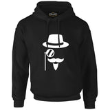 Silhouette of a Man with a Moustache and a Hat Siyah Erkek Fermuarsız Kapşonlu