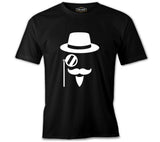 Silhouette of a Man with a Moustache and a Hat Siyah Erkek Tshirt