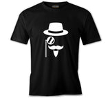 Silhouette of a Man with a Moustache and a Hat Siyah Erkek Tshirt