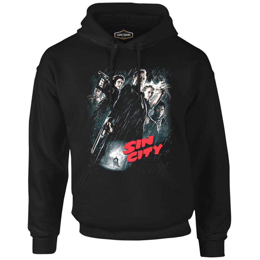 Sin City Siyah Erkek Fermuarsız Kapşonlu